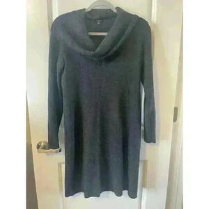 Ann Taylor Women's Size MP Black Merino Wool Blend Cowl Neck Sweater Dress